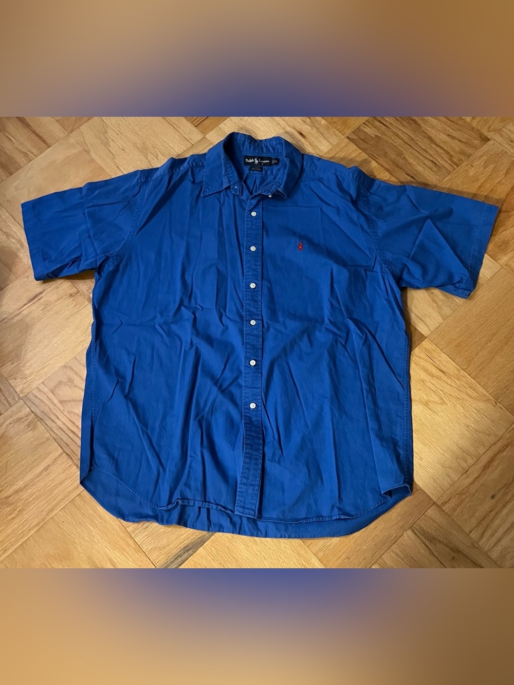 Vintage Polo Ralph Lauren Blue Short Sleeved Button Down Blaire Cotton Shirt